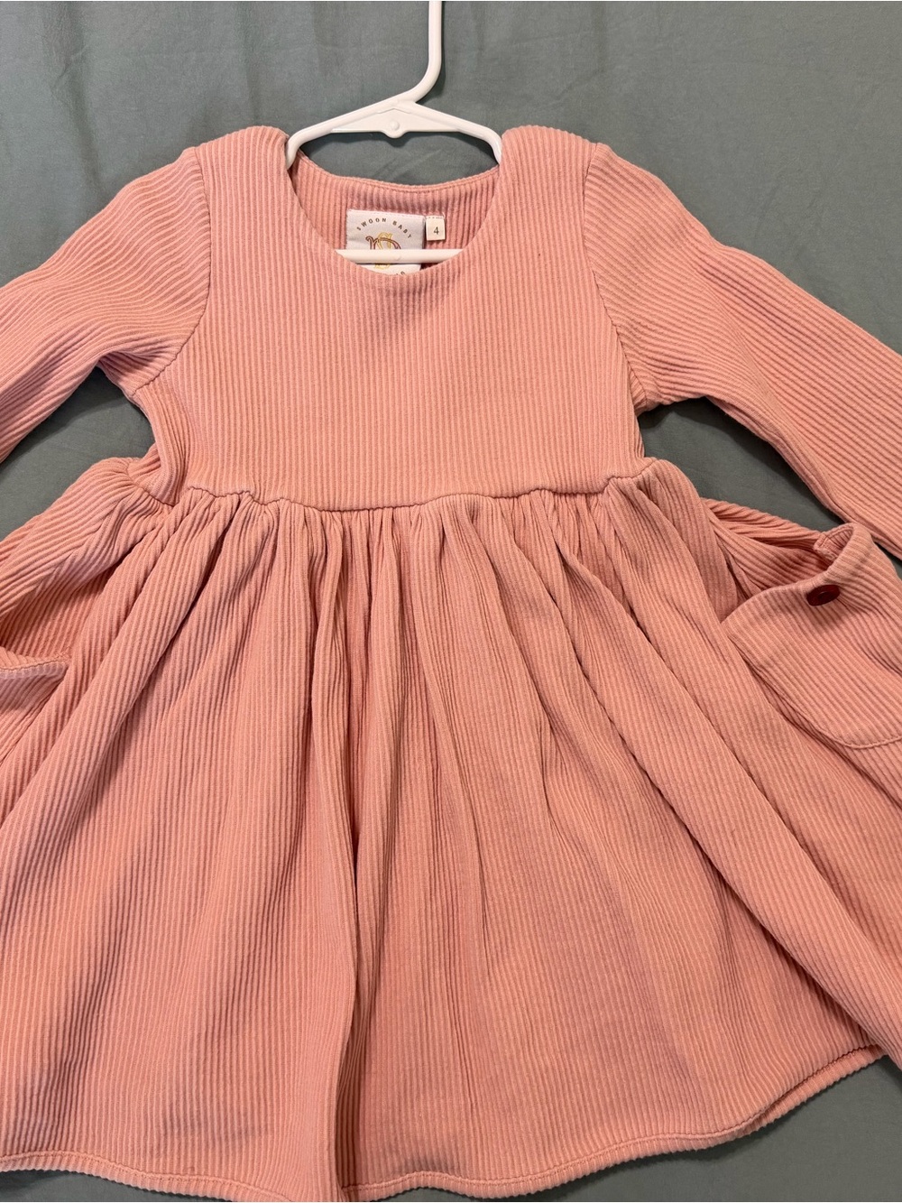 Girls' Dusty Pink Corduroy Long-Sleeve Dress - Brand Unknown